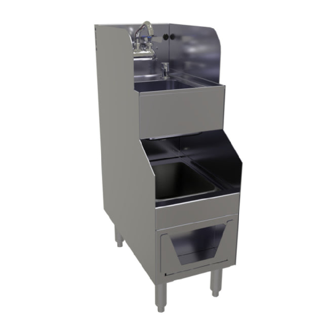 Glastender FS12 Underbar Hand & Wet Waste Sink 12"W X 24"D (2) 9-1/4" Wide X 11-1/2" Front-to-back X 6" Deep Bowls