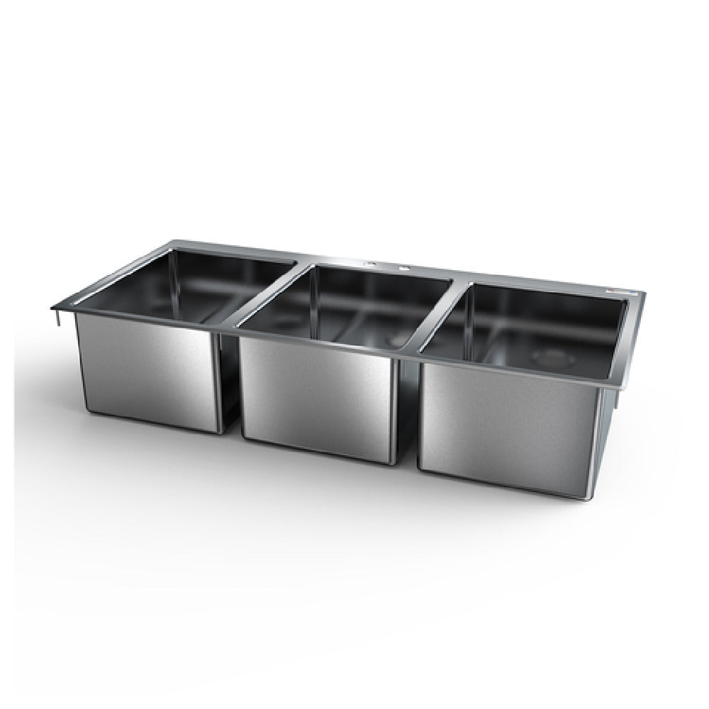 NBR Equipment DI-3-101410 Drop-In Sink Three-compartment 35-7/8"W X 18"D X 10-5/16"H Overall Size