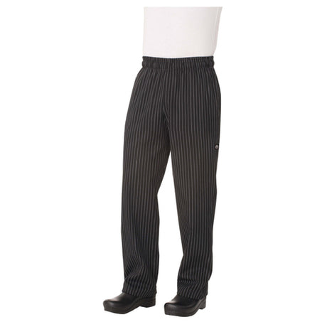 Chef Works PINB-000-L Designer Baggy Pants Elastic Waistband With Drawstring Tapered Legs