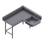 Winholt SDT-14-C-84L - Corner Soiled Dish Table, Left To Right, Stainless Steel Legs And Clad Bullet Feet
