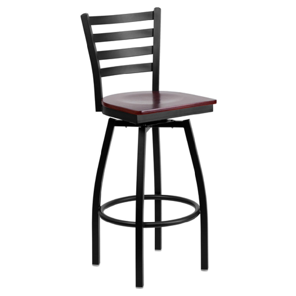 Flash Furniture XU-6F8B-LADSWVL-MAHW-GG Hercules Series Bar Stool Metal Ladder Back