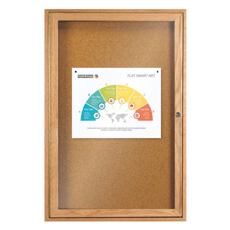 Aarco OBC3624R Red Oak Bulletin Board 24"W X 36"H Enclosed