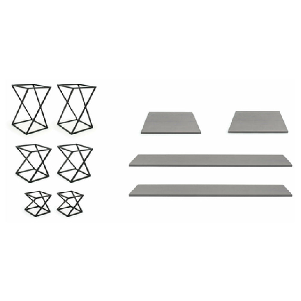 FOH BST029MUM28 Buffet Essentials Twist Smoke Bamboo On Matte Black Includes Two BRI005BKI28 Twist Risers Set Of 3 Matte Black