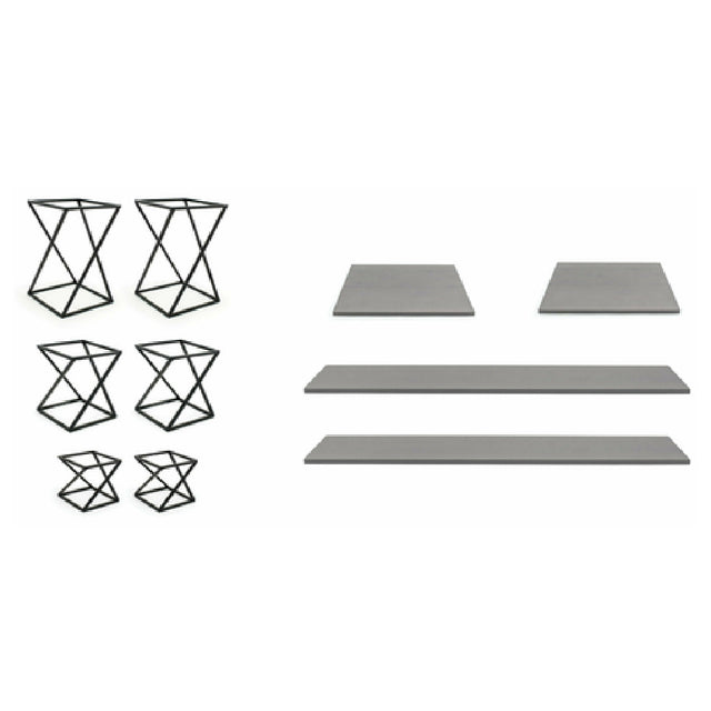 FOH BST029MUM28 Buffet Essentials Twist Smoke Bamboo On Matte Black Includes Two BRI005BKI28 Twist Risers Set Of 3 Matte Black