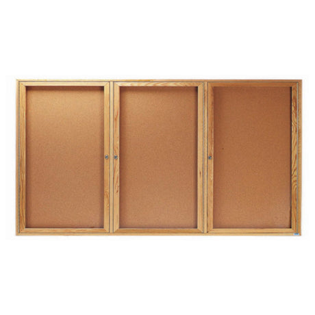 Aarco OBC4896-3R Red Oak Bulletin Board 96"W X 48"H Enclosed