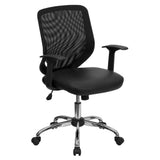 Flash Furniture LF-W95-LEA-BK-GG Swivel Task Chair 36-1/2" To 39-3/4" Adjustable Height