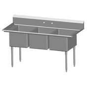 SPG 3N1620 - Universal Stainless Sink, Three Compartment, 20" Front-to-back X 16" Wide Sink Compartment