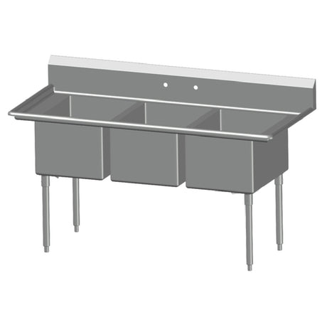 SPG 3N1618 - Universal Stainless Sink, Three Compartment, 18" Front-to-back X 16" Wide Sink Compartment