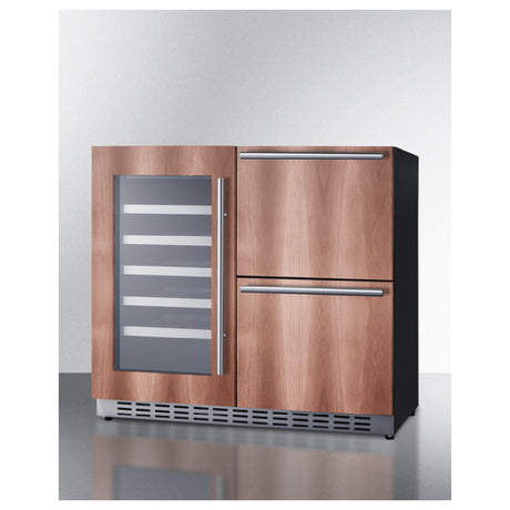 Summit ADRWC36PNR - Combination Wine Cellar & 2-Drawer Refrigerator, 36" Wide, ADA Compliant (32 3/8" High)