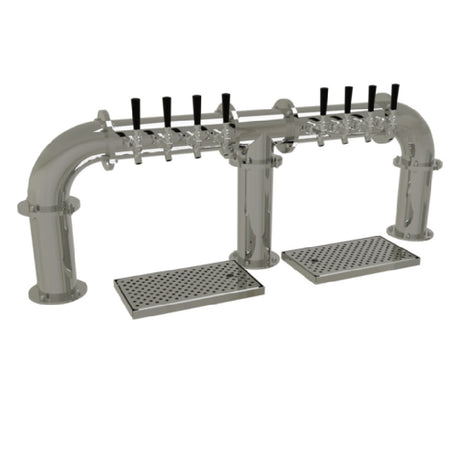 Glastender PB-8-MF Pipe Bridge Draft Dispensing Tower Countertop (8) Stainless Steel Faucets (handles Not Included)