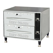 Serv-Ware SWPWDS-2 - Serv-Ware - Electric Cooking - 2 Drawer Warmer - Dimensions: 27.75" W X 21" D X 24.24" H - Temperature Range: 80°F - 220°F - Amps: 7.5 - Voltage: 120 - Hz: 60 - Phase: 1 - Watts: 900 - Materials: Heavy Duty Stainless Steel Construction With 1" Thick Fiberglass For Maximum Insulation - Warranty: 1 Year