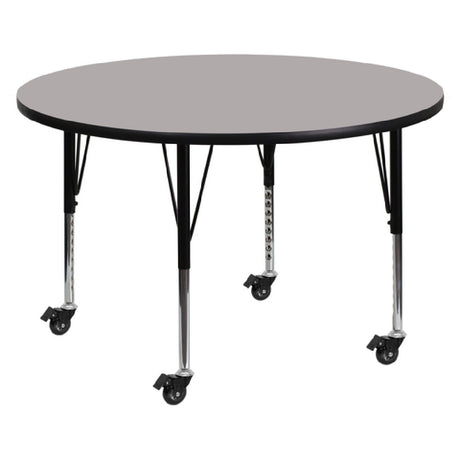 Flash Furniture XU-A48-RND-GY-H-P-CAS-GG Activity Table 48" Dia. X 17-1/2" To 25-1/2" Adjustable Height