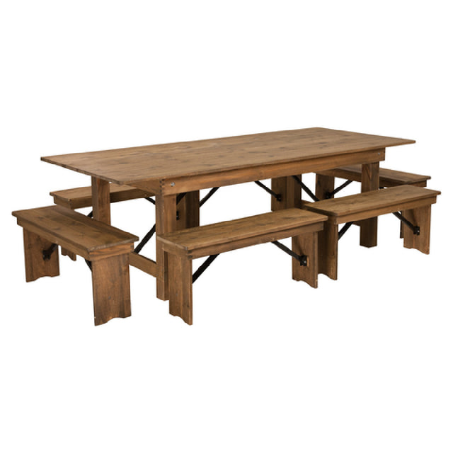 Flash Furniture XA-FARM-3-GG Hercules Series Folding Farm Table Set Antique Rustic Design