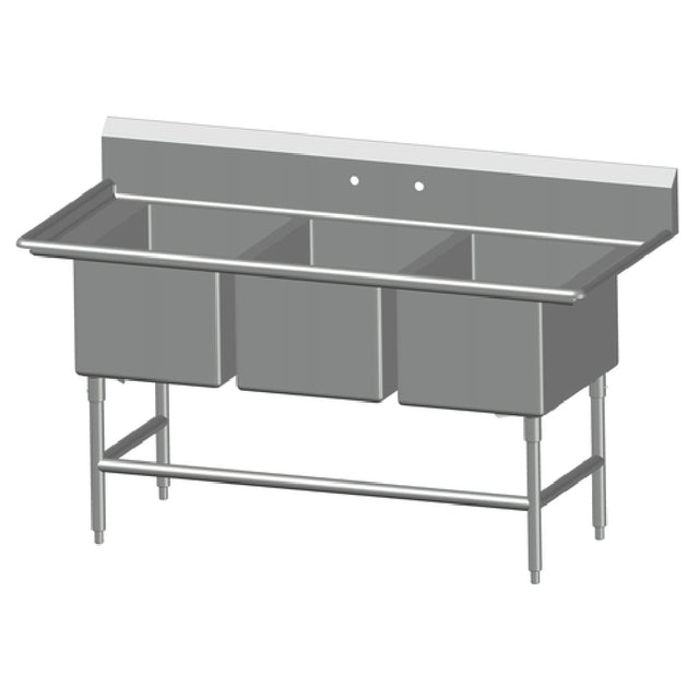 SPG 3SL2028 - Universal Stainless Sink, Three Compartment, 28" Front-to-back X 20" Wide Sink Compartment