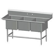 SPG 3SL1618 - Universal Stainless Sink, Three Compartment, 18" Front-to-back X 16" Wide Sink Compartment