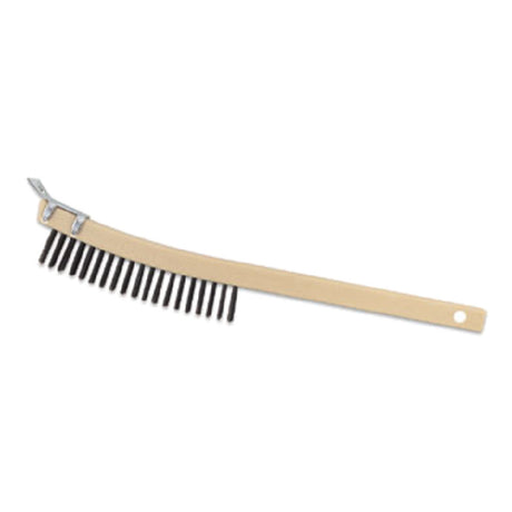 Alegacy Foodservice Products 927 Wire Tap Brush With Scraper 6" X 3/4" X 1-3/4" Block 14" Hardwood Block With 3 X 19 Rows Of Wire Bristles
