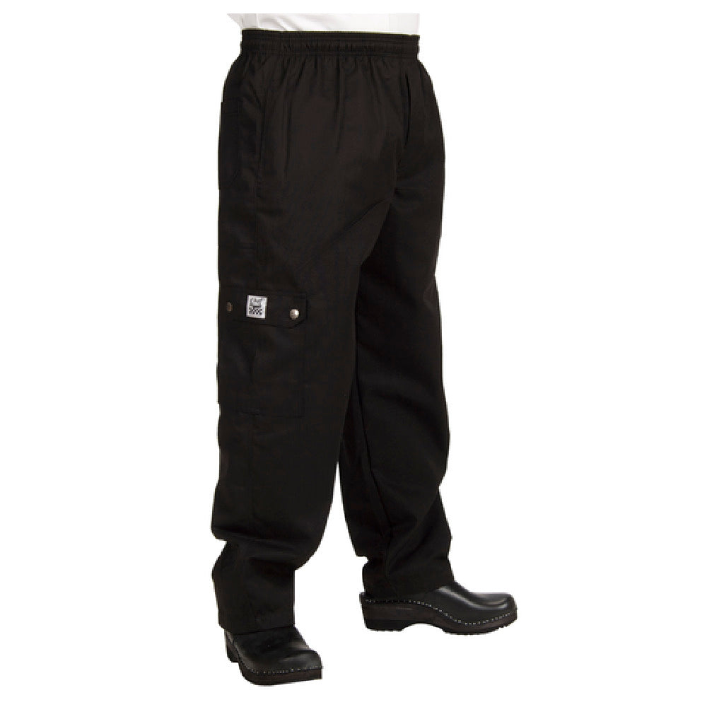 John Ritzenthaler Company P024BK-L Chef Revival® Cargo Chef's Pants Large Poly Cotton Blend