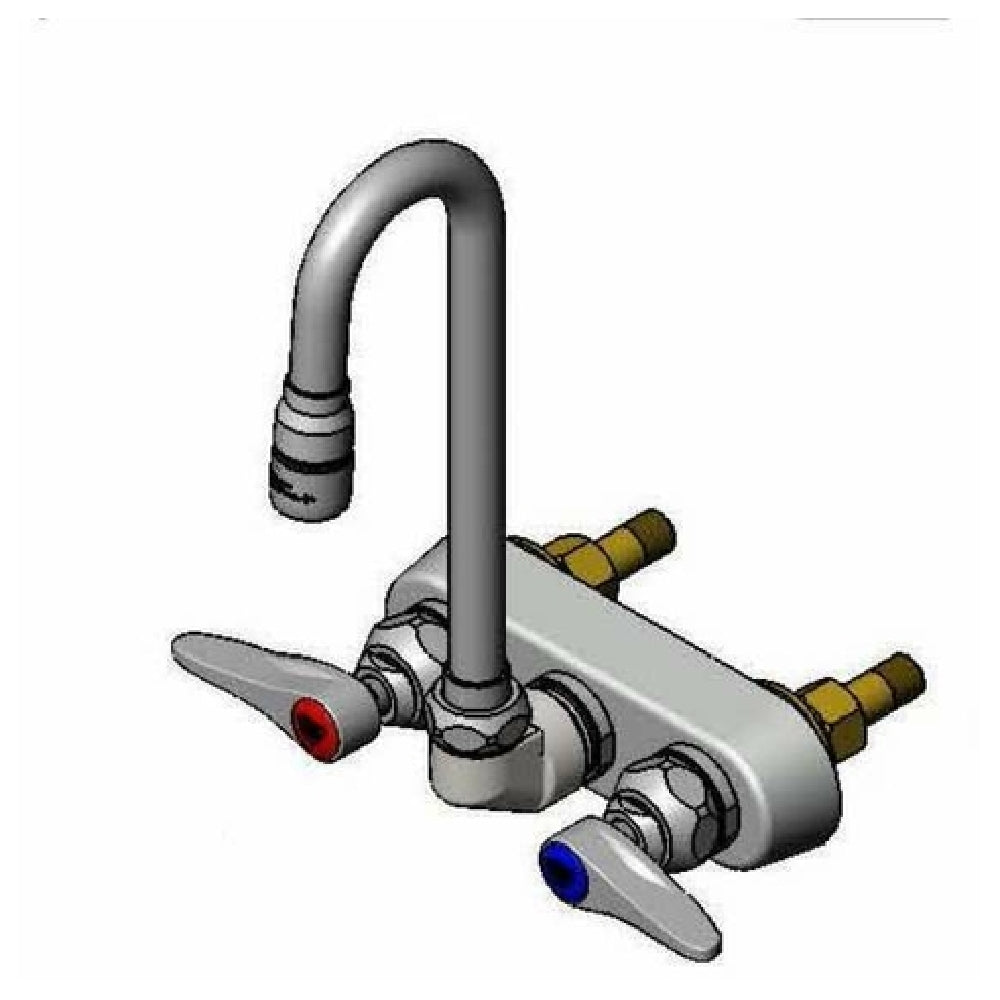 T&S Brass B-1115-132XN5QT Workboard Faucet Wall Mount 4" Centers