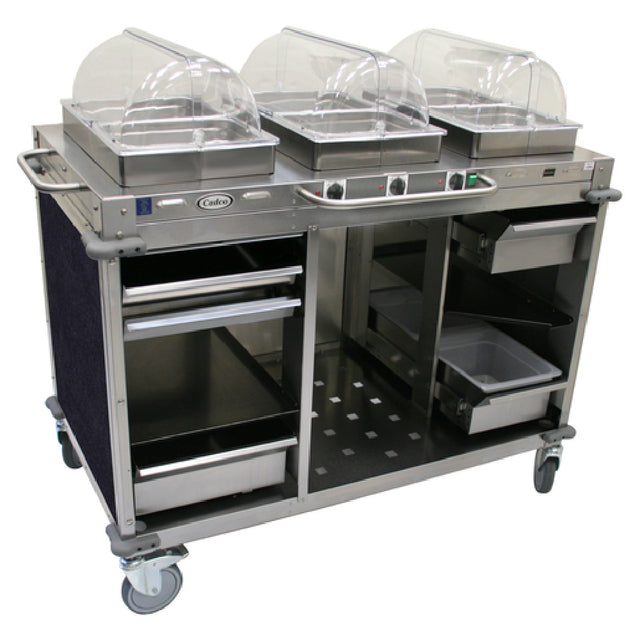 Cadco CBC-HHH-L4 MobileServ® Mobile Hot Buffet Cart (3) Hot Full Size Buffet Servers