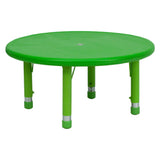 Flash Furniture YU-YCX-007-2-ROUND-TBL-GREEN-GG Preschool Activity Table 33" Dia. X 14-1/2" To 23-3/4" Adjustable Height