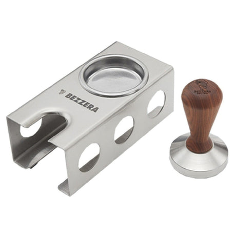 AMPTO 5963175 Bezzera Coffee Tamper Wooden Handle With Station & Blind Filter