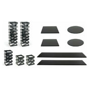 FOH BST020MUM28 Buffet Essentials Zig Zag Black Bamboo On Matte Black Includes One BRI006BKI28 Zig Zag Risers Set Of 3 Matte Black