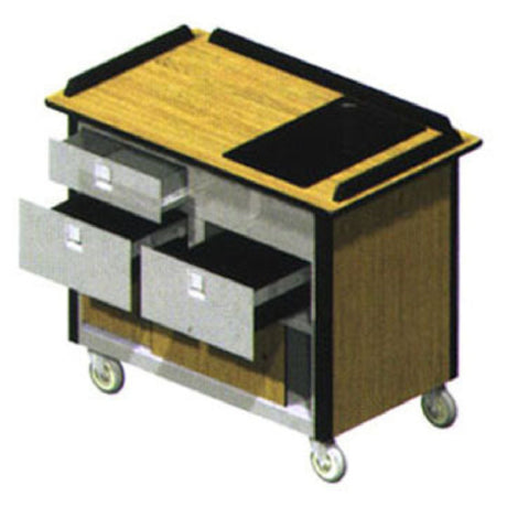 Lakeside 690-30 Hydration/Nutrition Cart 44-1/2"W X 24-1/2"D X 37-3/4"H Full Size Drop-in Chilled Pan