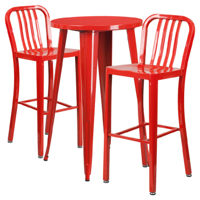 Flash Furniture CH-51080BH-2-30VRT-RED-GG Table And Bar Stool Set Includes (1) 24" Dia. X 41"H Table