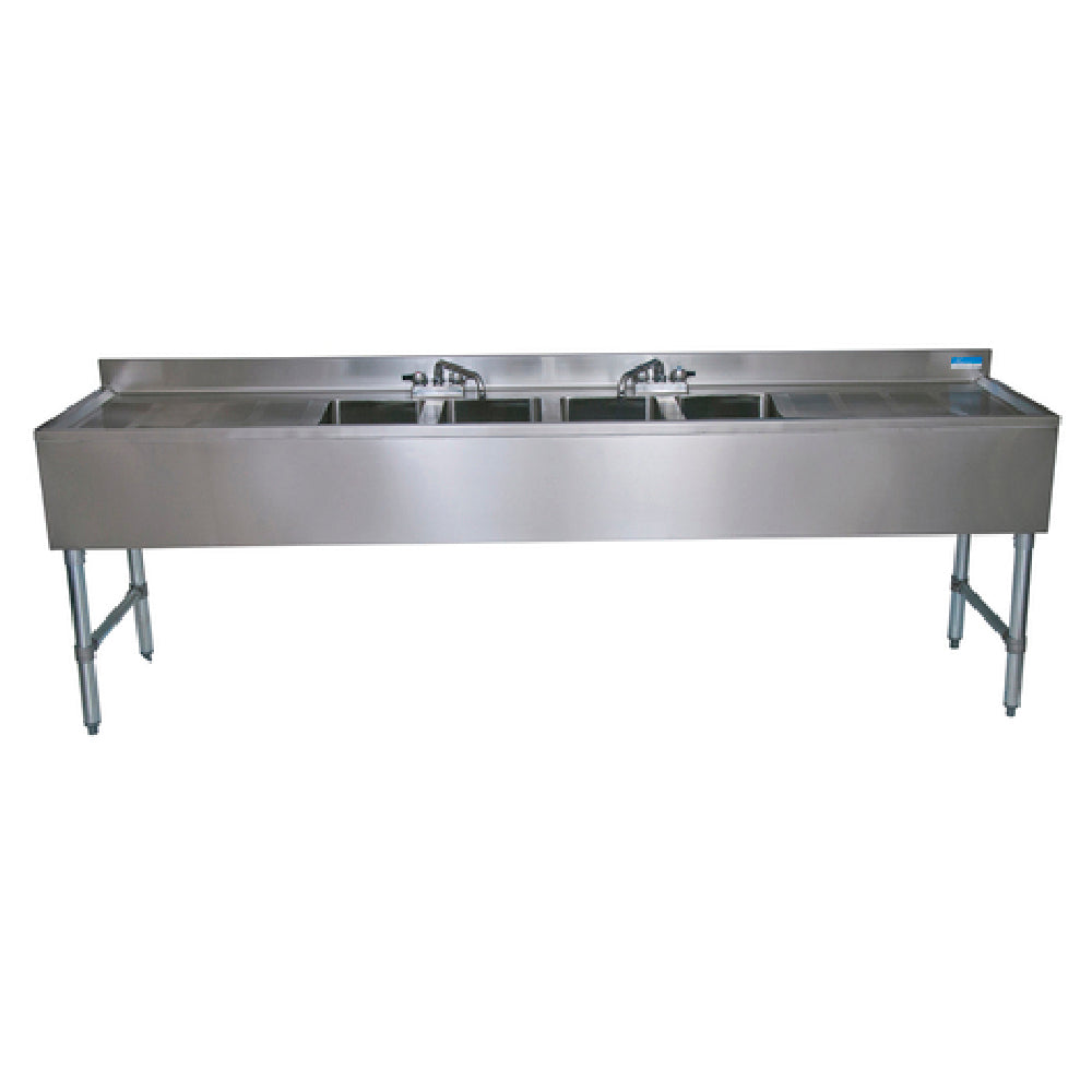 BK Resources UB4-21-496TS Underbar Sink Four Compartment 96”W X 21-1/4"D X 32-1/2"H Overall Size