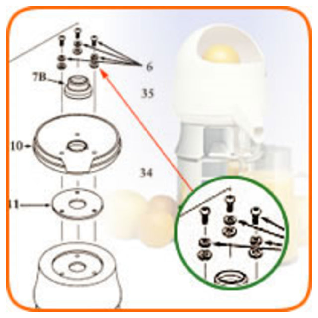 Sunkist 06 Bowl Support Assembly Includes: (1) Screw (1) Spacer