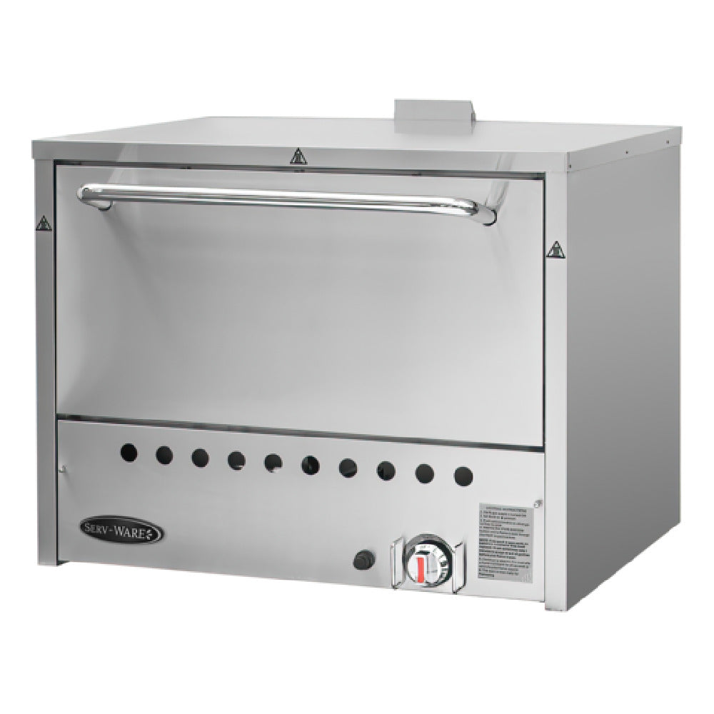 Serv-Ware SWPO-31 - Serv-Ware - Gas Cooking -Gas Pizza Oven - Natural Gas - 32.28" W X 26.42" D X 29.57" H - Stainless Steel Structure - Stainless Steel U Shape Burner - Thermostat (120°F- 650°F ) Controlled - Good Insulation Outside Chamber - Hearth Deck