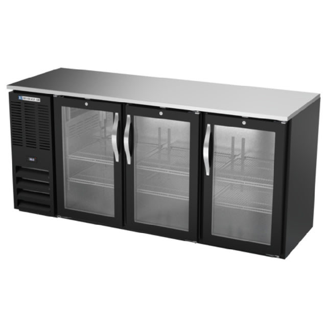 Beverage Air BBN72HC-G-B - Refrigerated Back Bar Storage Cabinet, Three-section, 72"W X 26-3/8"D X 34"H