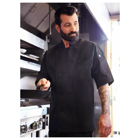 Chef Works EWCVBLKXL Palermo Executive Chef Coat Double-breasted Short Sleeves