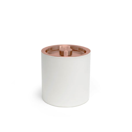 FOH RIB074WHL21 3.5qt Round London Ice Bucket White With Rose Gold Lid Includes One RIB017WHL21-BTM 3.5qt Round London Ice Bucket Base White