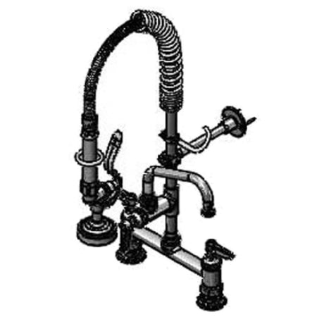 T&S Brass MPZ-8DLN-06 Mini Pre-Rinse Unit 8" Deck Mount Base Faucet Compact Spring & Flex Hose