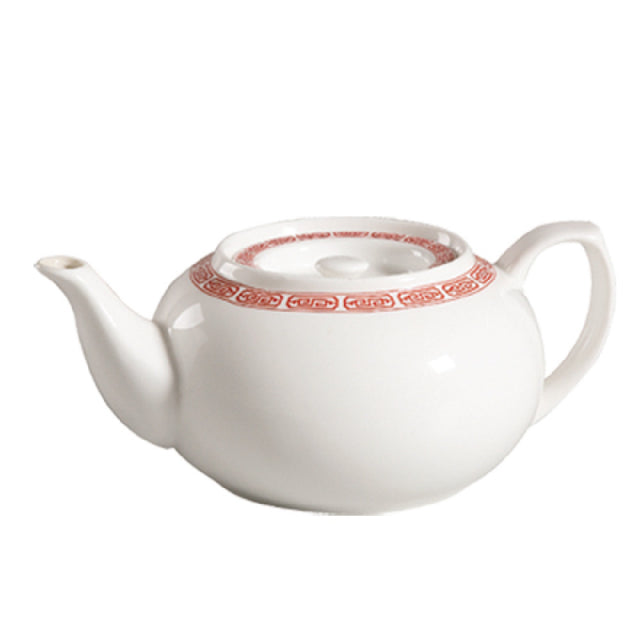 CAC China 105-TPW-2 Red Gate Teapot 32 Oz. 8"L X 3-1/2"W X 5"H