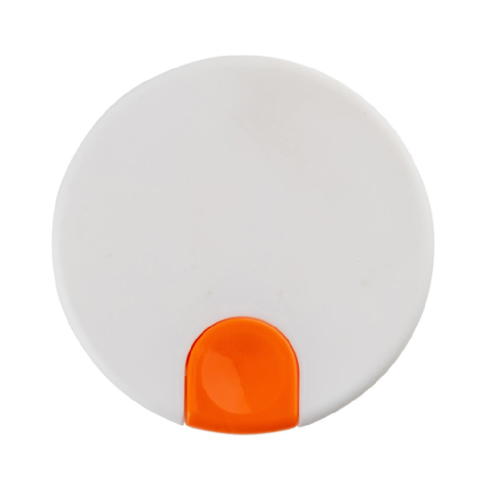 Tablecraft 12668 Decaf Lid 3.25" X 3.25" X 2" Orange Thumb Press