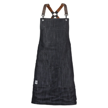 Mercer Culinary M63208DENBR Metro Edge® Bib Apron 25" X 30-1/2" Leather Cross-back Straps And Powder Coated Metal Closures