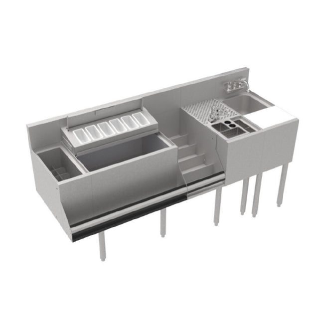 Krowne KR24-MT68-10 Royal Series 68” Workstation With 8” Elixir Well 24” Ice Bin (with 10-Circuit Cold Plate) With Garnish Cover