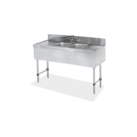 Steel Works Stainless SWBAR2B48-LR Two Compartment Underbar Sink 48" X 18-3/4" X 33"H
