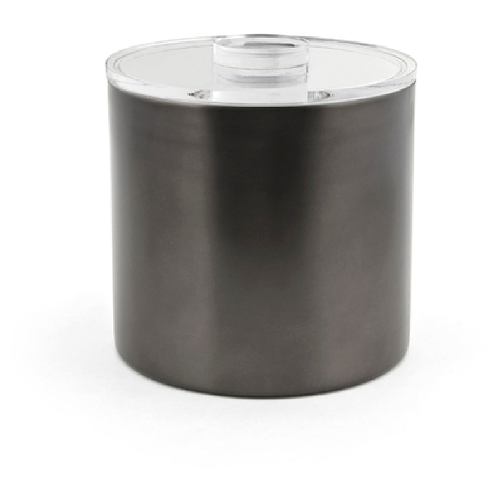 FOH RIB030BKS21 3qt Round Stainless Ice Bucket Matte Black With Acrylic Lid