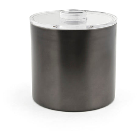 FOH RIB030BKS21 3qt Round Stainless Ice Bucket Matte Black With Acrylic Lid