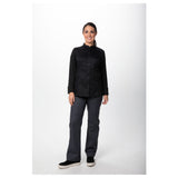 Chef Works CBS01W-BLK-M Women's Tulum Chef Coat Raglan Long Sleeve Snap Front Closure