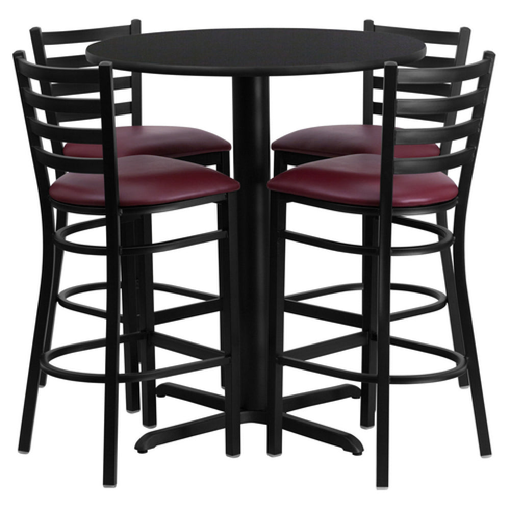 Flash Furniture HDBF1025-GG Table And Bar Stool Set Includes (1) 30" Dia. X 42"H Table