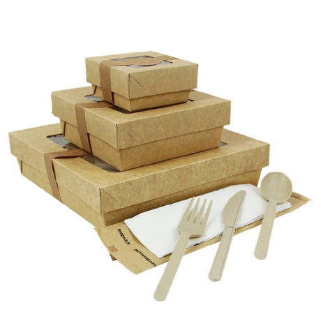 PacknWood KRAYBLAP - VIP Set, Includes: (2) Kraft Kray Boxes With PET Window Lid - 7oz 2.8 X 2.8 X 1.6in - 250 Pcs (210KRAYB85)