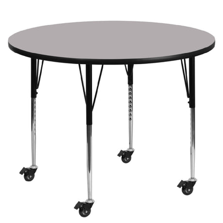 Flash Furniture XU-A48-RND-GY-T-A-CAS-GG Activity Table 48" Dia. X 22-1/4" To 30-2/5" Adjustable Height