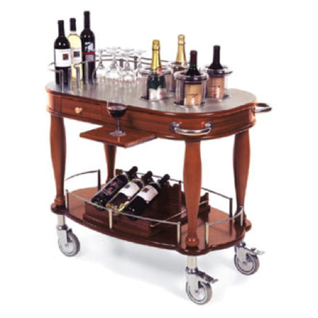 Lakeside 70038 Wine Cart-Bordeaux 21-5/8"D X 39-3/8"W X 36-3/4"H Stainless Work Surface