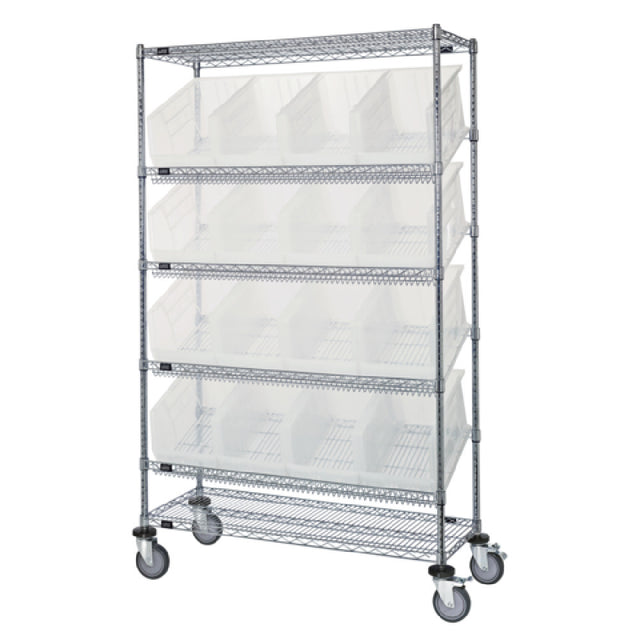 Quantum WRCSL6-74-1848-260CL Slanted Shelf Cart 48"W X 18"D X 80"H 1200 Lbs. Load Capacity