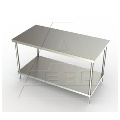 AERO Manufacturing 3TS-24132 Delux™ Work Table 132"W X 24"D X 35"H 16/304 Stainless Steel Top Reinforced With (2) Galvanized Steel Box Channels