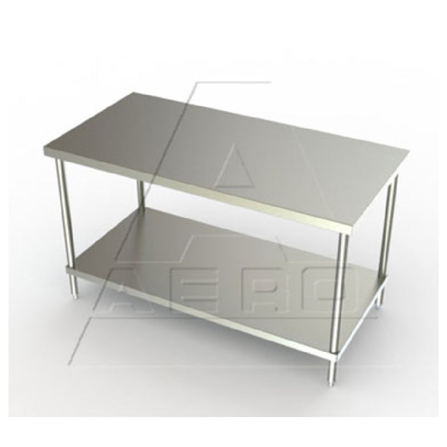 AERO Manufacturing 3TS-36120 Delux™ Work Table 120"W X 36"D X 35"H 16/304 Stainless Steel Top Reinforced With (4) Galvanized Steel Box Channels